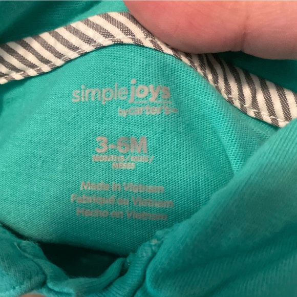 Carter's Teal and Gray Stripe Turtle Matching Set size 3/6M - Picture 5 of 5